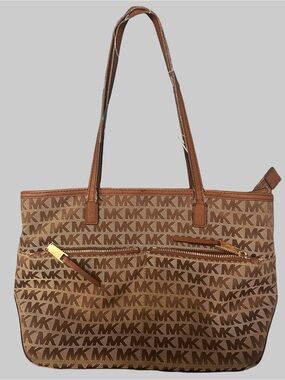 Michael Kors Brown Tan MK Monogram Tote